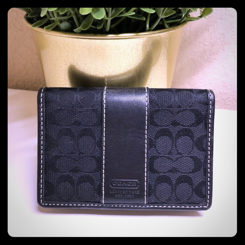 COACH Signature monogram small card case wallet